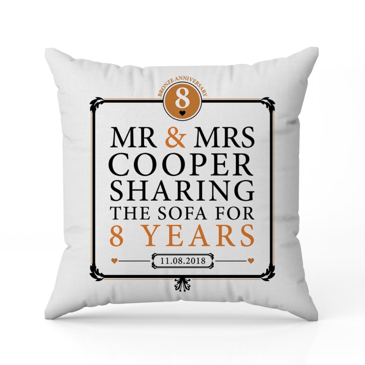 Personalised 8th Anniversary Sharing The Sofa Cushion product image