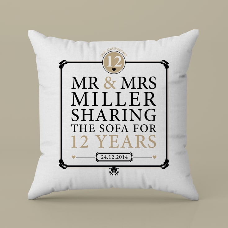 Personalised 12th Anniversary Sharing The Sofa Cushion product image