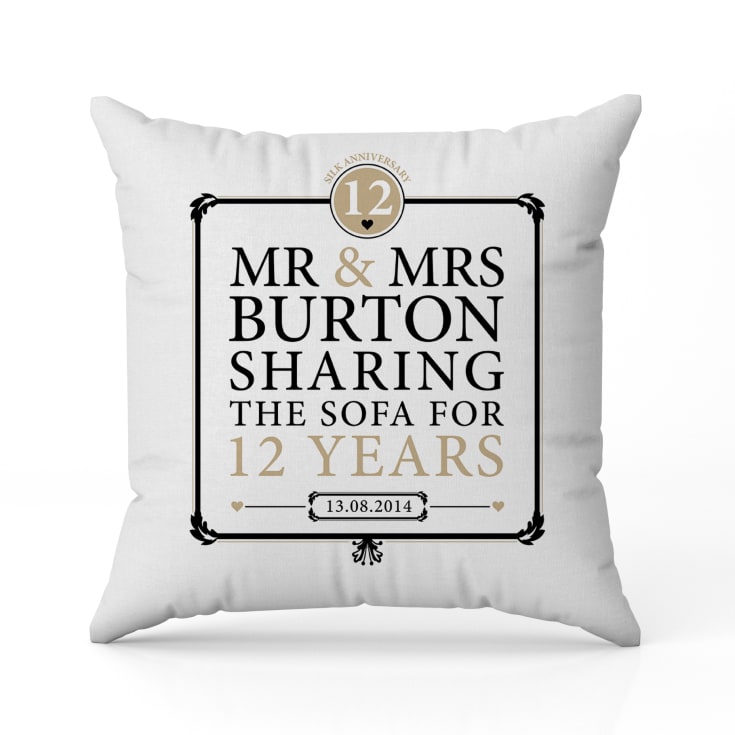 Personalised 12th Anniversary Sharing The Sofa Cushion product image