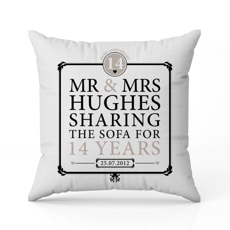 Personalised 14th Anniversary Sharing The Sofa Cushion product image