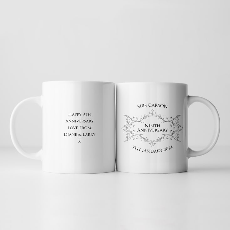 Pair of Personalised Ninth Anniversary Mugs product image