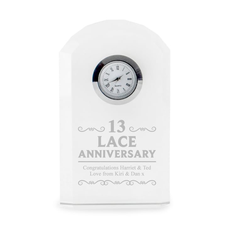 Engraved Thirteenth Wedding Anniversary Mantel Clock product image
