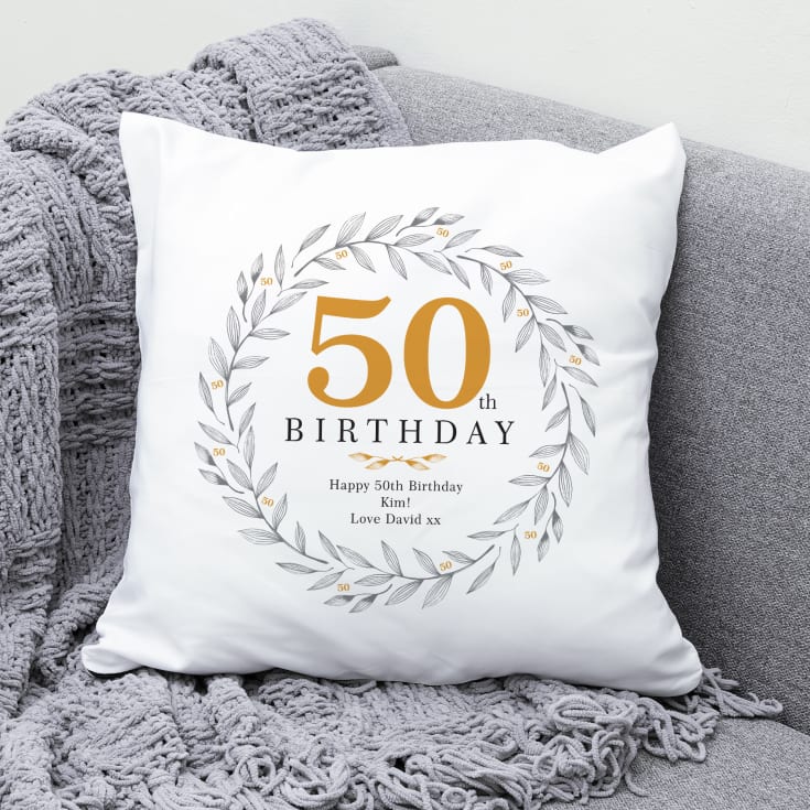 The Gift Experience Personalised 50Th Birthday Cushion | Birthday Gifts | Size: Cushion Measures 46 Cm Square