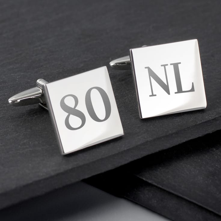 The Gift Experience Men's Silver Personalised 80Th Birthday Plated Cufflinks | Presents For