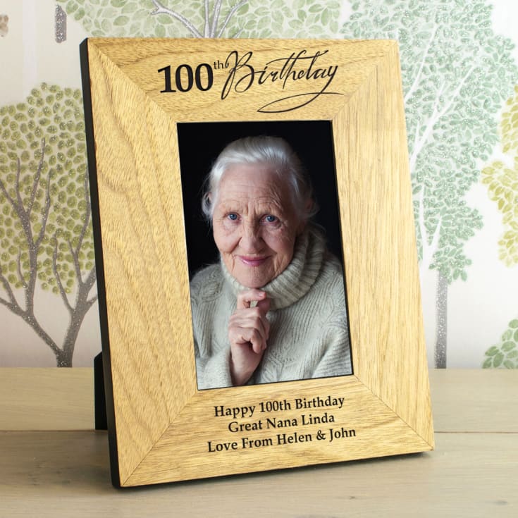 The Gift Experience 100Th Birthday Wooden Personalised Photo Frame | Birthday Gifts | 6X4 Photograph