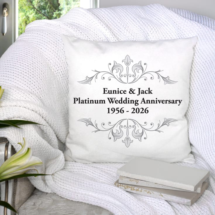 The Gift Experience Silver Personalised Platinum Anniversary Cushion | 70Th Wedding Anniversary Gifts