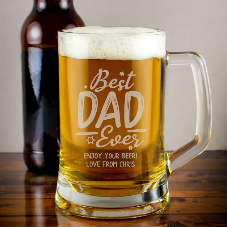 The Gift Experience Silver Personalised Best Dad Ever Glass Stern Tankard