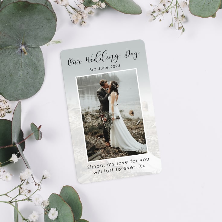 The Gift Experience Personalised Our Wedding Day Metal Wallet Card | Bride & Groom Gifts | Size: 54 X 85 X 0.5Mm Thick