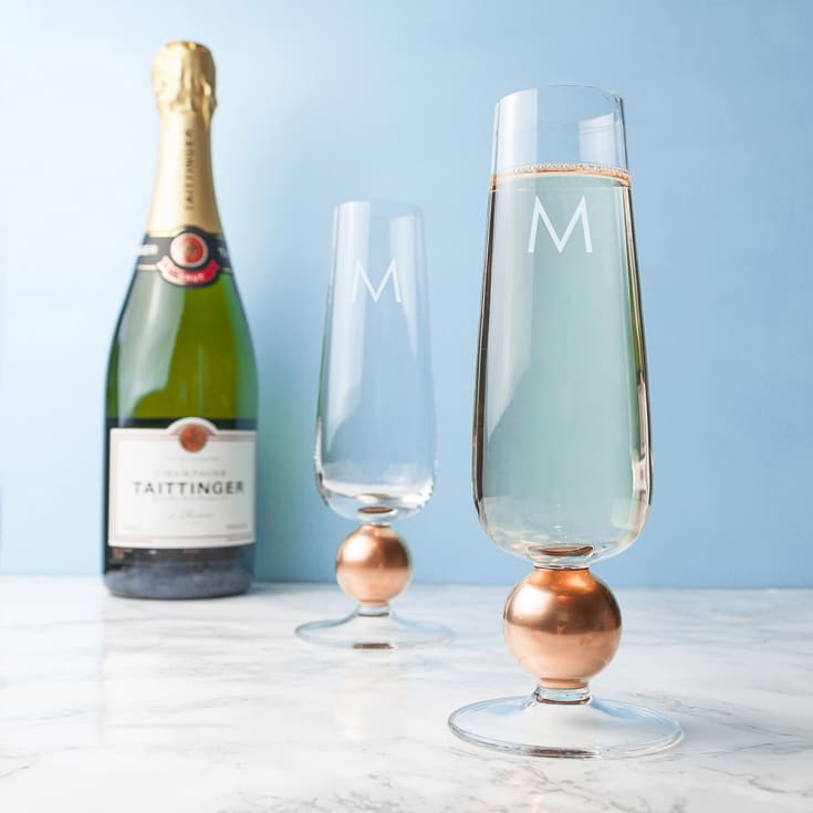 Personalised LSA Set Of Two Rose Gold Champagne Glasses product image