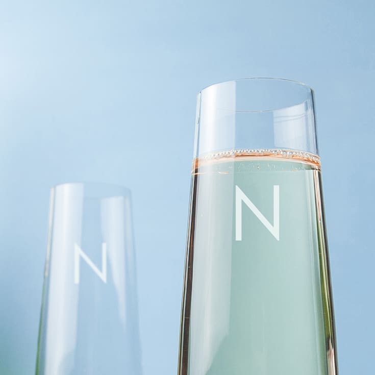 Personalised LSA Set Of Two Rose Gold Champagne Glasses product image
