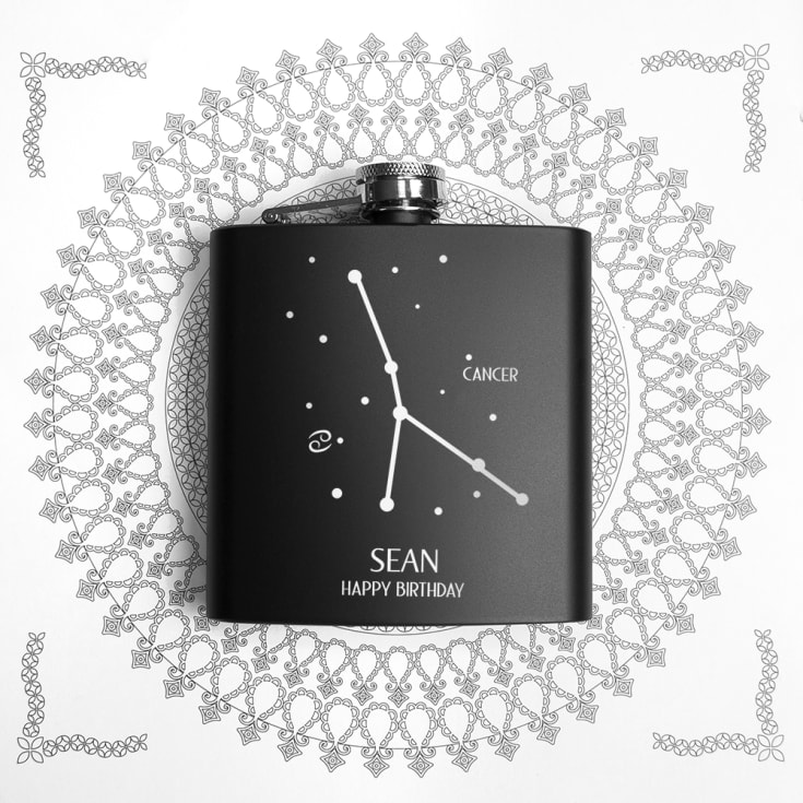 Star Constellation Matte Black Personalised Hip Flask product image