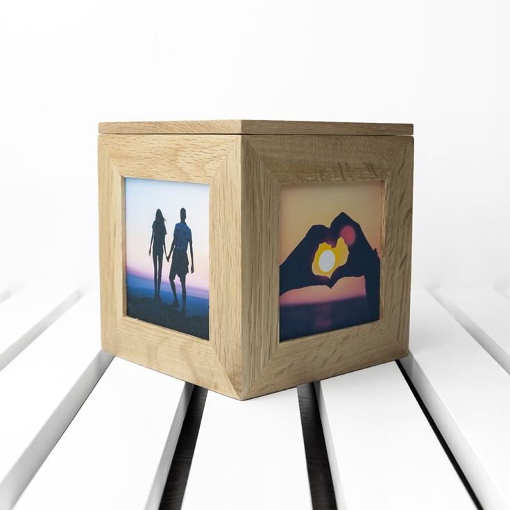 Engraved Valentine's Best Damn Decision Oak Photo Cube product image