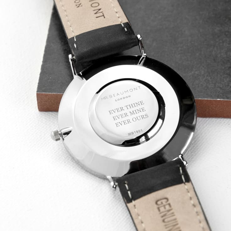 Men's Modern-Vintage Personalised Leather Watch In Black product image