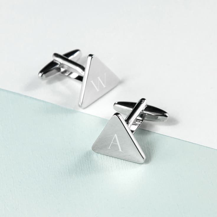 Personalised Rhodium Plated Triangle Cufflinks product image