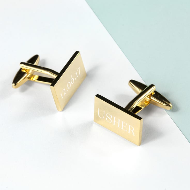 Personalised Rectangle Gold Plated Cufflinks product image