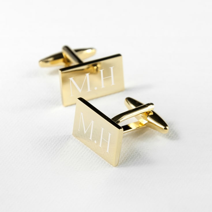 Personalised Rectangle Gold Plated Cufflinks product image