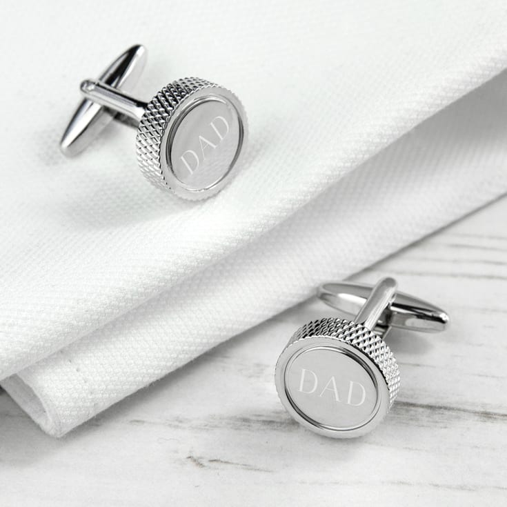 Personalised Round Rhodium Plated Cufflinks product image