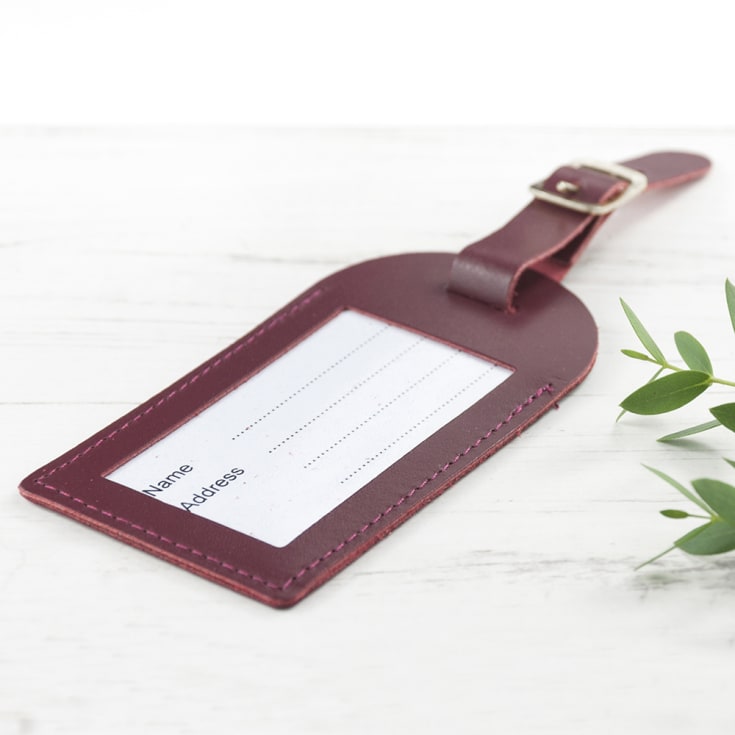 Personalised Burgundy Foiled Leather Luggage Tag product image