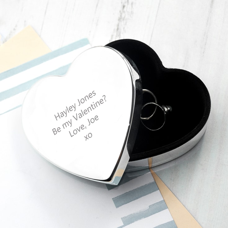 The Gift Experience Silver Personalised Classic Heart Trinket Box