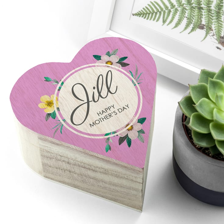 The Gift Experience Personalised Mother's Day Heart Wooden Trinket Box