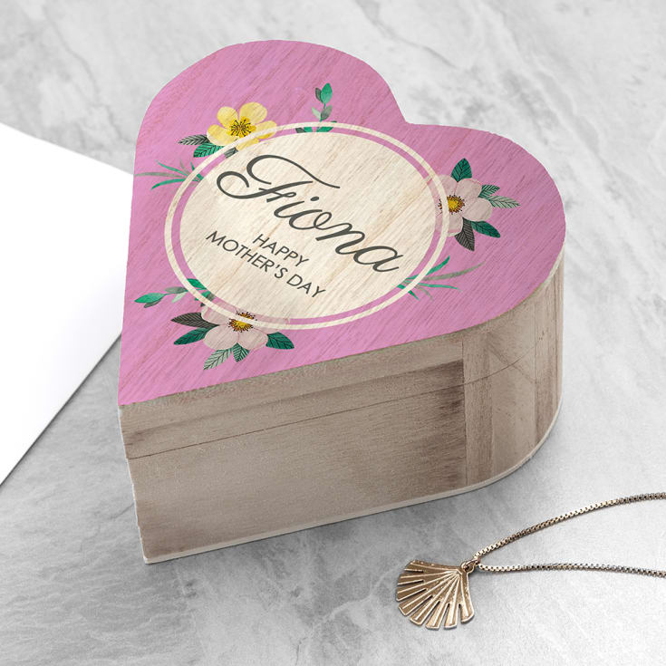 Personalised Mother's Day Heart Wooden Trinket Box product image