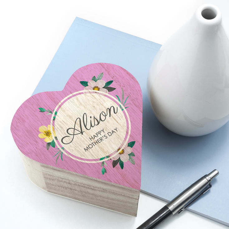 Personalised Mother's Day Heart Wooden Trinket Box product image