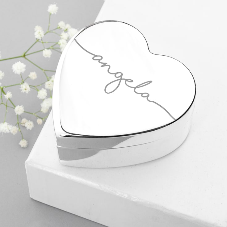 The Gift Experience Black Personalised Heart Trinket Box