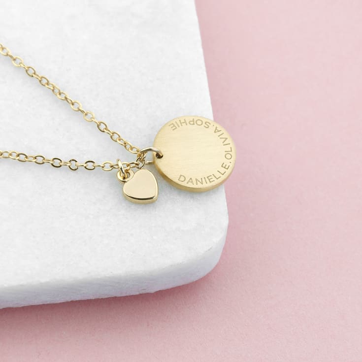 Personalised Heart and Disc Family Necklace product image