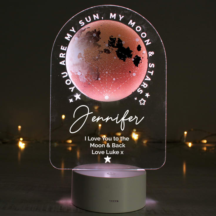 Personalised Sun Moon & Stars LED Colour Changing Night Light product image