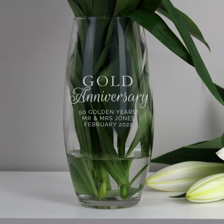 The Gift Experience Gold Personalised Anniversary Bullet Vase