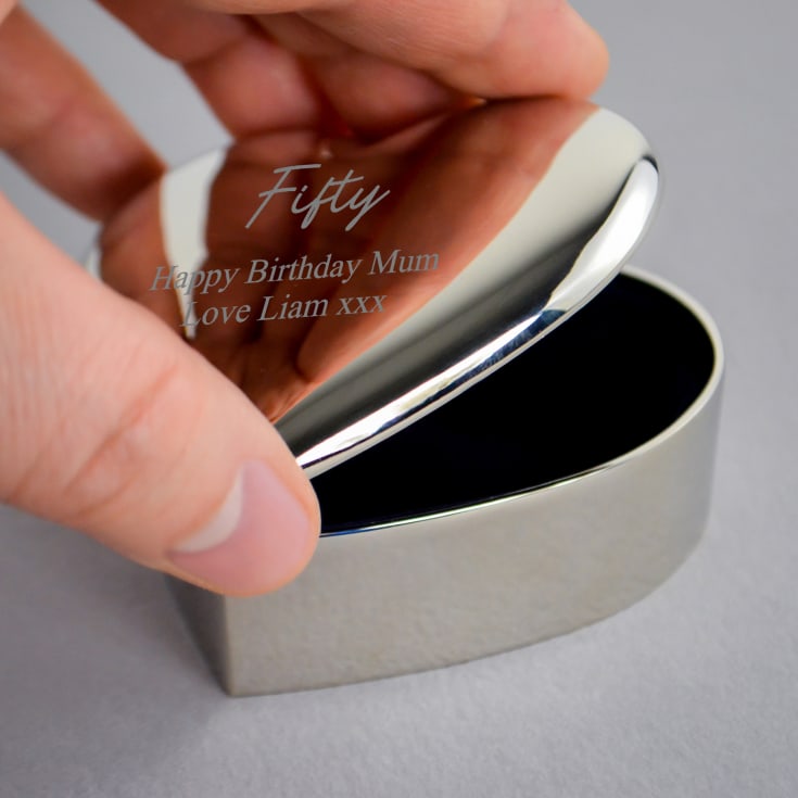 Personalised Silver Plated 50th Birthday Heart Trinket Box product image