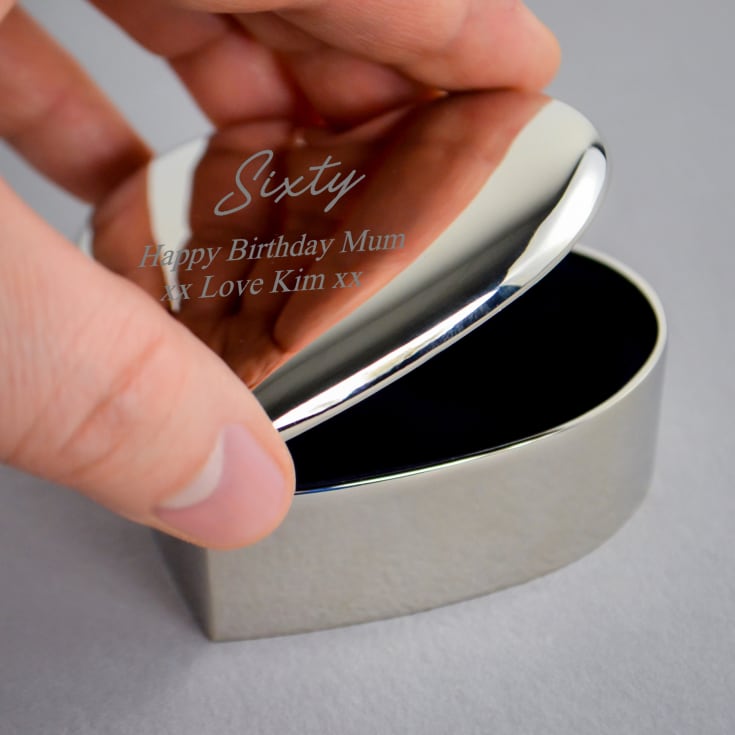 Personalised Silver Plated 60th Birthday Heart Trinket Box product image