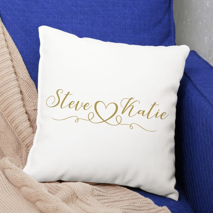 The Gift Experience Grey Personalised Couple Names Luxury Cushion