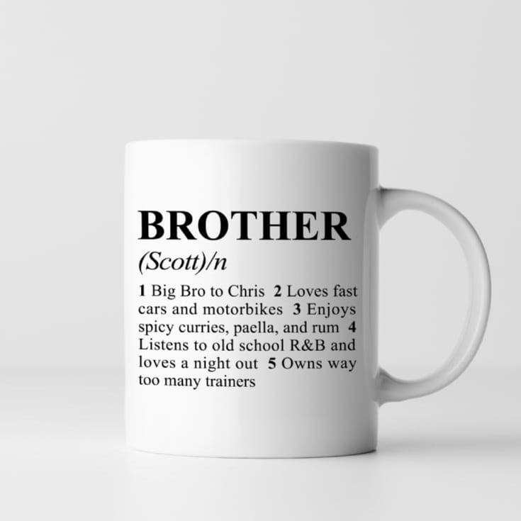 The Gift Experience Personalised Definition Brother Mug Birthday Gifts
