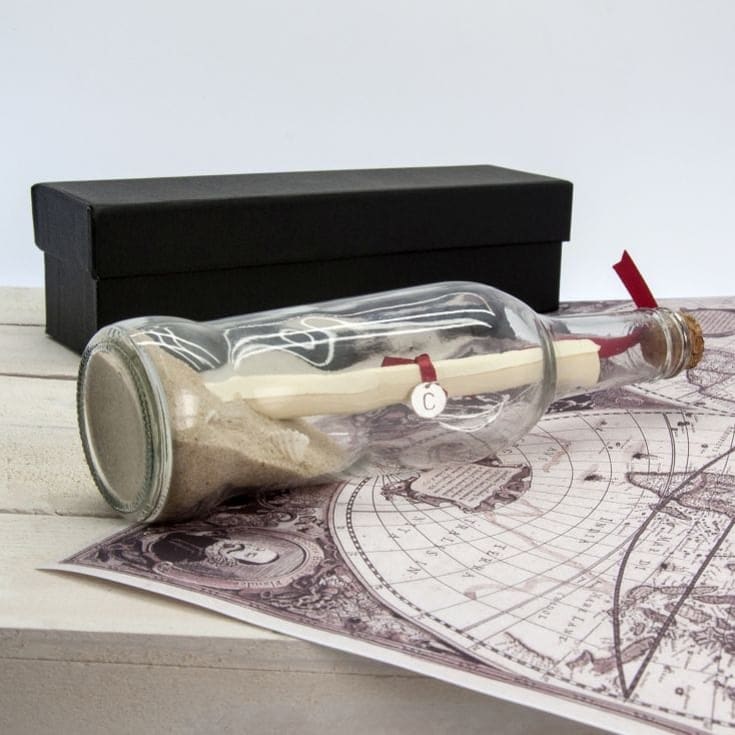 The Gift Experience Men's Red/Black/Silver Personalised Create Your Own Luxury Message In A Bottle Anniversary Gifts For Him