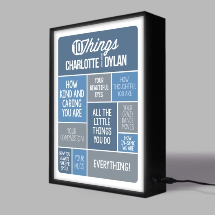 10 Things I Love Personalised Light Box With Names product image