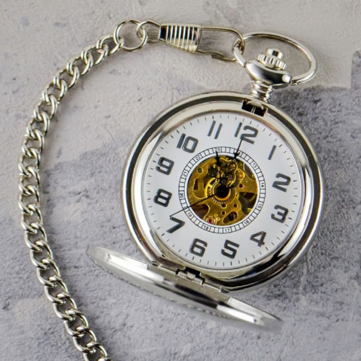 The Gift Experience Silver/Golden Personalised Pocket Watch Anniversary Gifts For Him