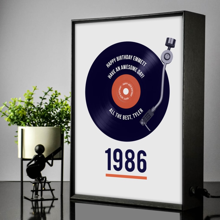 Personalised 40th Birthday Retro Record Light Box product image