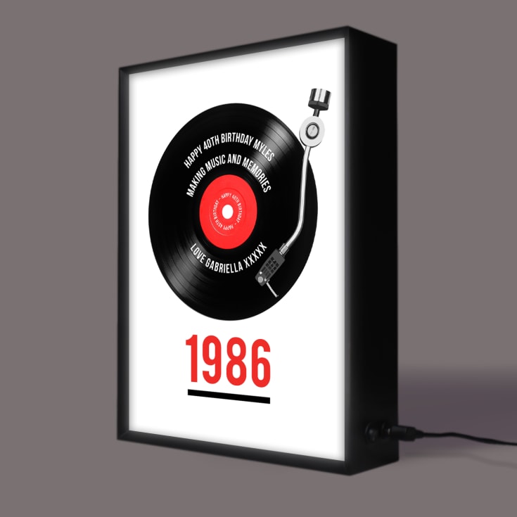 Personalised 40th Birthday Retro Record Light Box product image