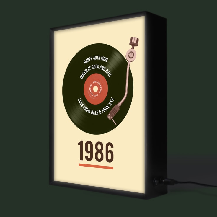 Personalised 40th Birthday Retro Record Light Box product image