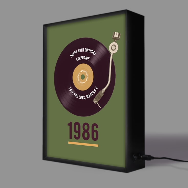 Personalised 40th Birthday Retro Record Light Box product image