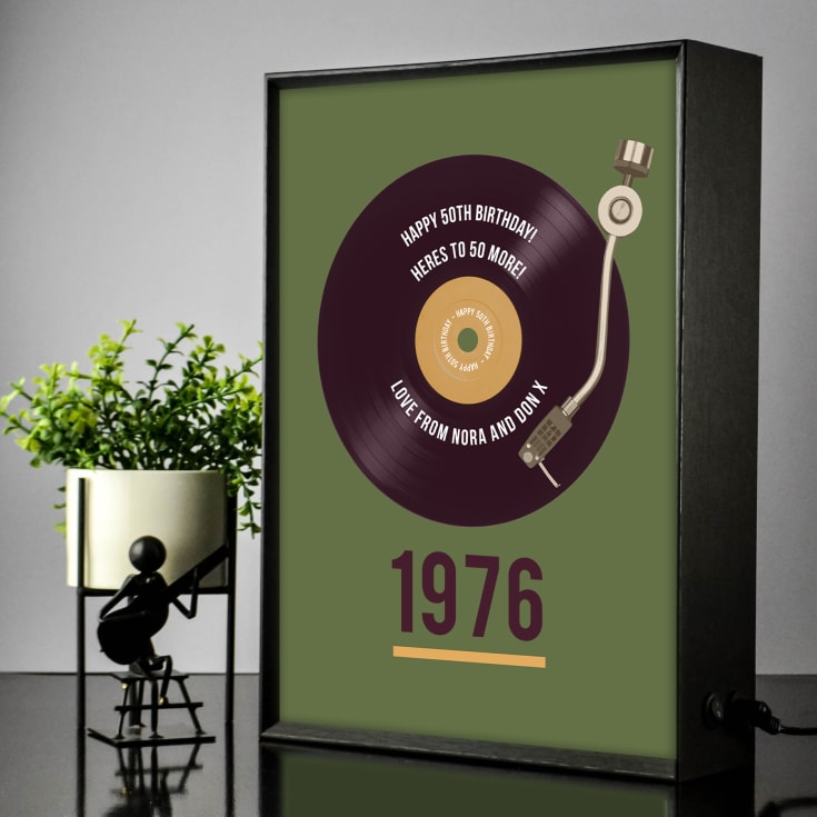 Personalised 50th Birthday Retro Record Light Box product image