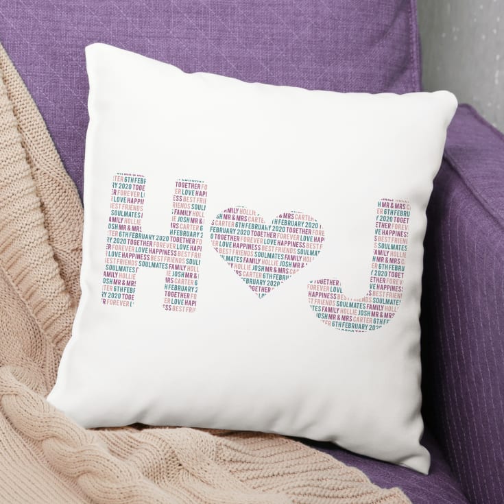 The Gift Experience Peach/Light/Wisteria Personalised Couples Letter Cushion Anniversary Gifts For Him