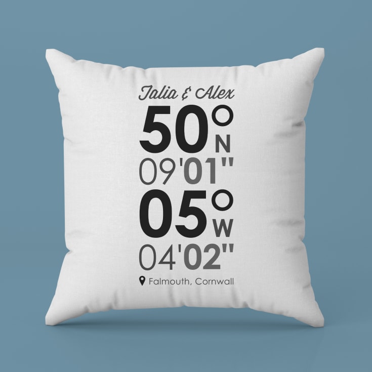 Personalised Location Coordinates Cushion product image