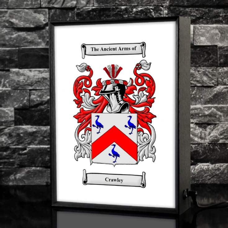 The Gift Experience Silver/Black/Gold Personalised Coat Of Arms Surname Lightbox Anniversary Gifts For Him