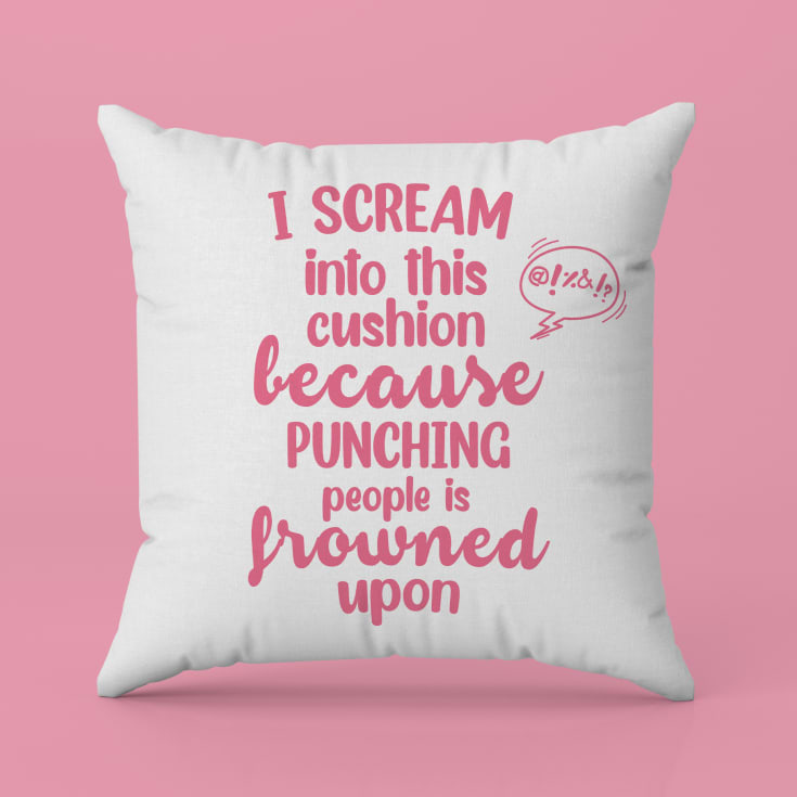 Punching People is Frowned Upon Cushion product image