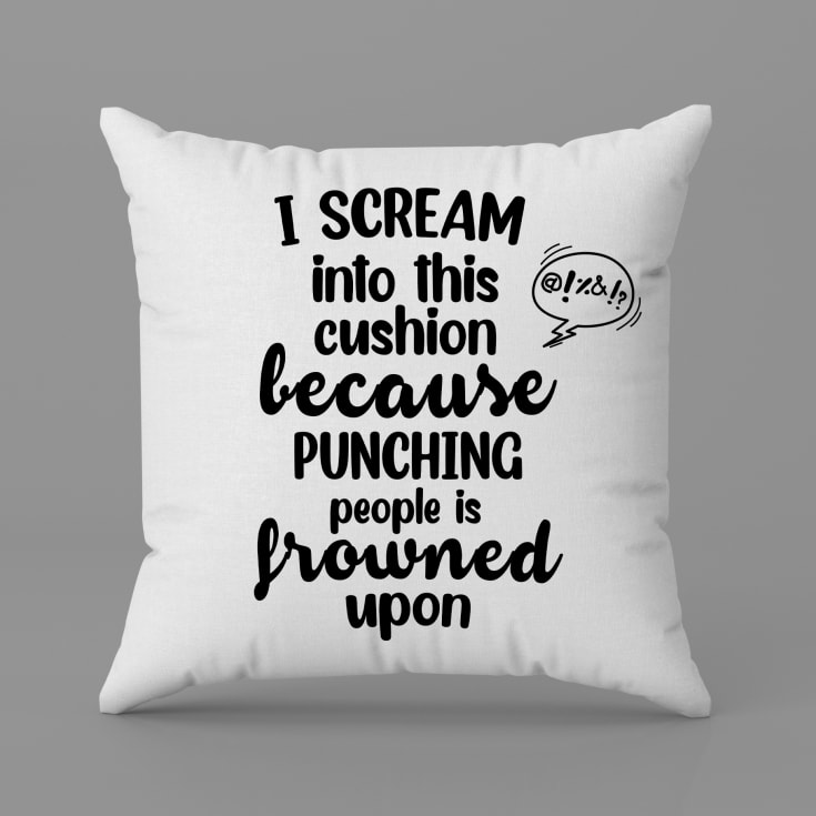 Punching People is Frowned Upon Cushion product image
