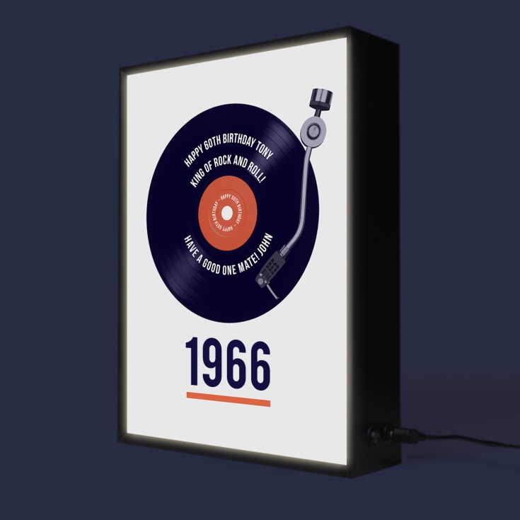 Personalised 60th Birthday Retro Record Light Box product image