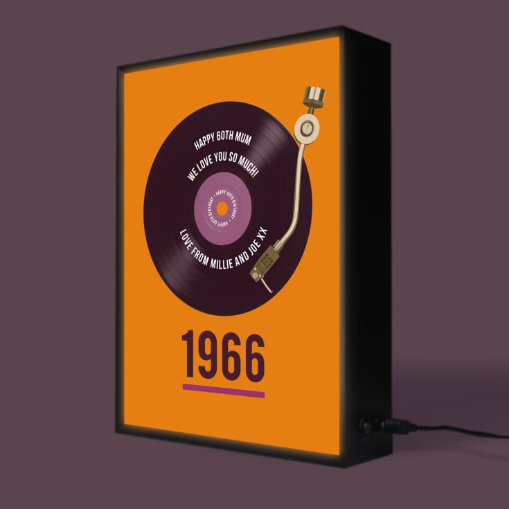 Personalised 60th Birthday Retro Record Light Box product image