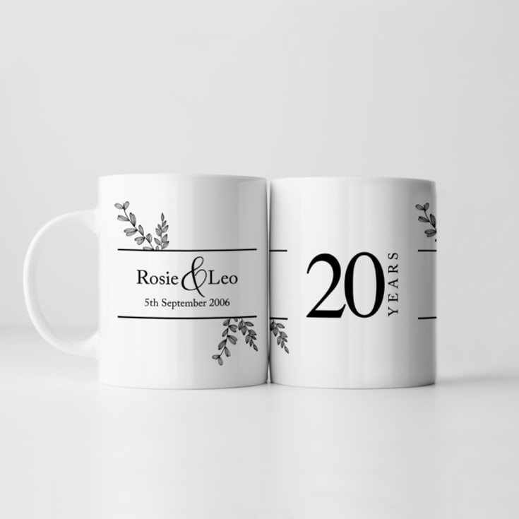 Personalised Botanical 20th Wedding Anniversary Mug product image